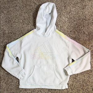 Adidas Kids White Hoodie with Pastel Accents